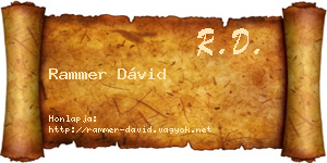 Rammer Dávid névjegykártya